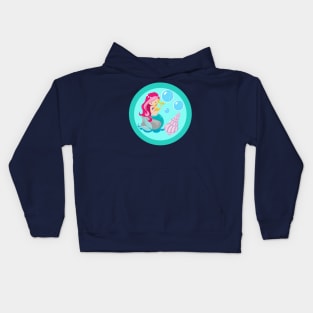 Mermaid Girl Cute Teal Beach Kids Hoodie